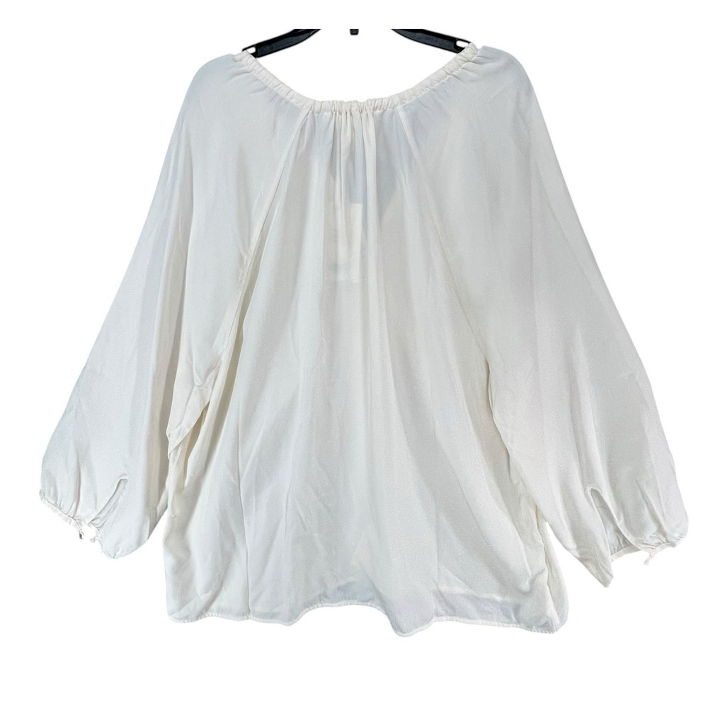 Everlane Gathered Blouse Bone White 100% Tencel Relaxed Minimalist Top Womens XL - Picture 6 of 14
